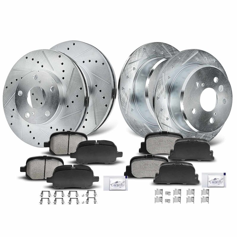 Front & Rear Drilled Rotors & Ceramic Brake Pads for Lexus ES300 Toyota Camry