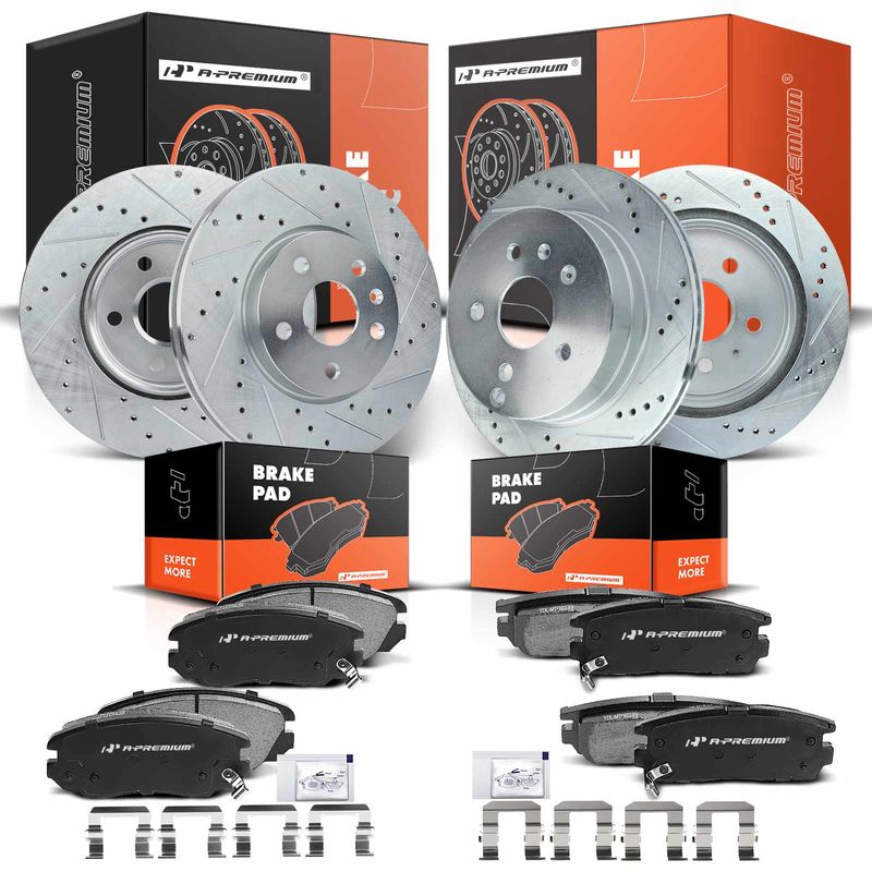 Front & Rear Drilled Rotors & Ceramic Brake Pads for Chevy Equinox GMC Terrain