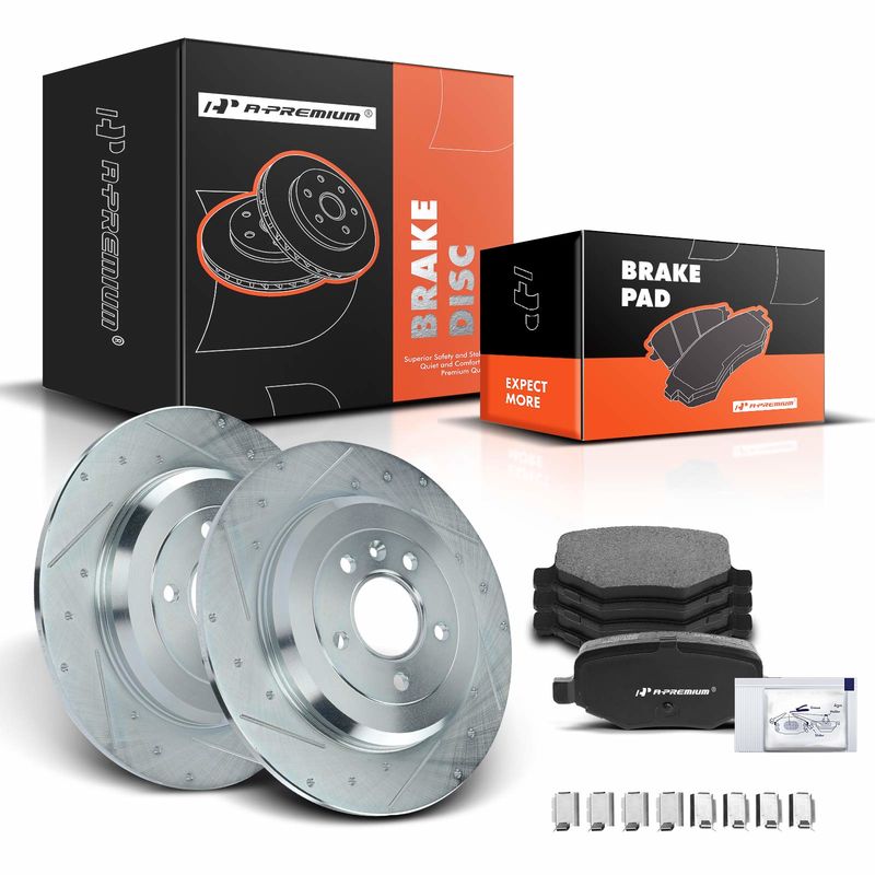 Rear Drilled Rotors & Ceramic Brake Pads for Ford Explorer Edge Lincoln MKS MKT