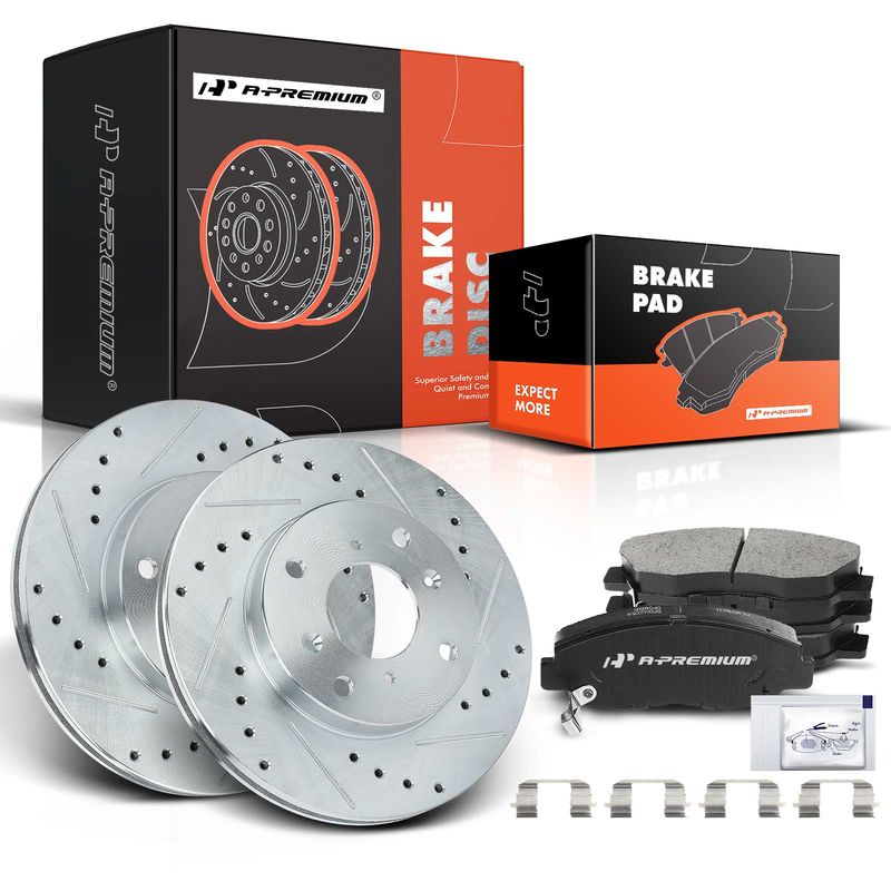 Front Drilled Rotors & Ceramic Brake Pads for Honda Accord 1998-2002 2.3L 260mm