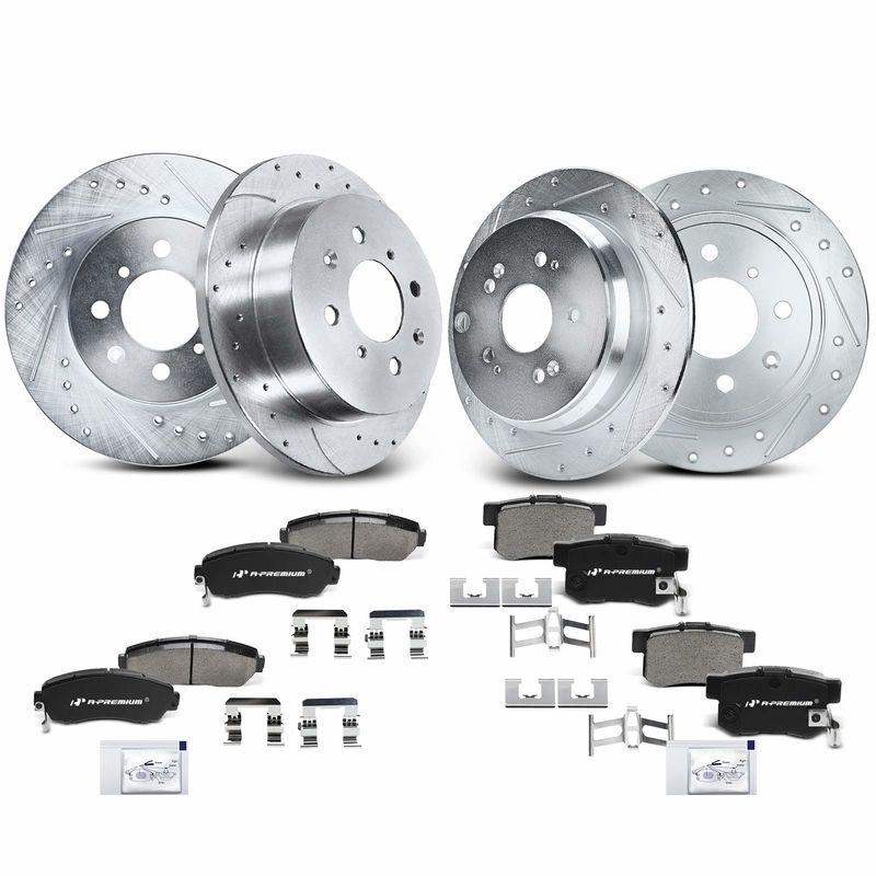 Front & Rear Drilled Rotors & Ceramic Brake Pads for Acura RDX 2007-2012
