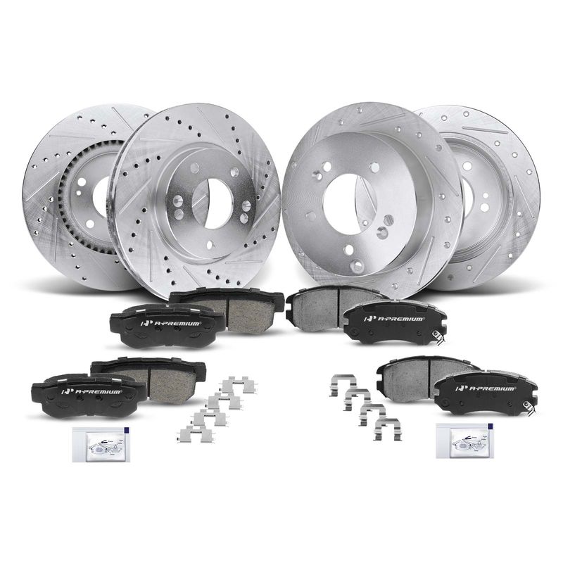 Front & Rear Drilled Rotors & Ceramic Brake Pads for Hyundai Sonata Kia Optima