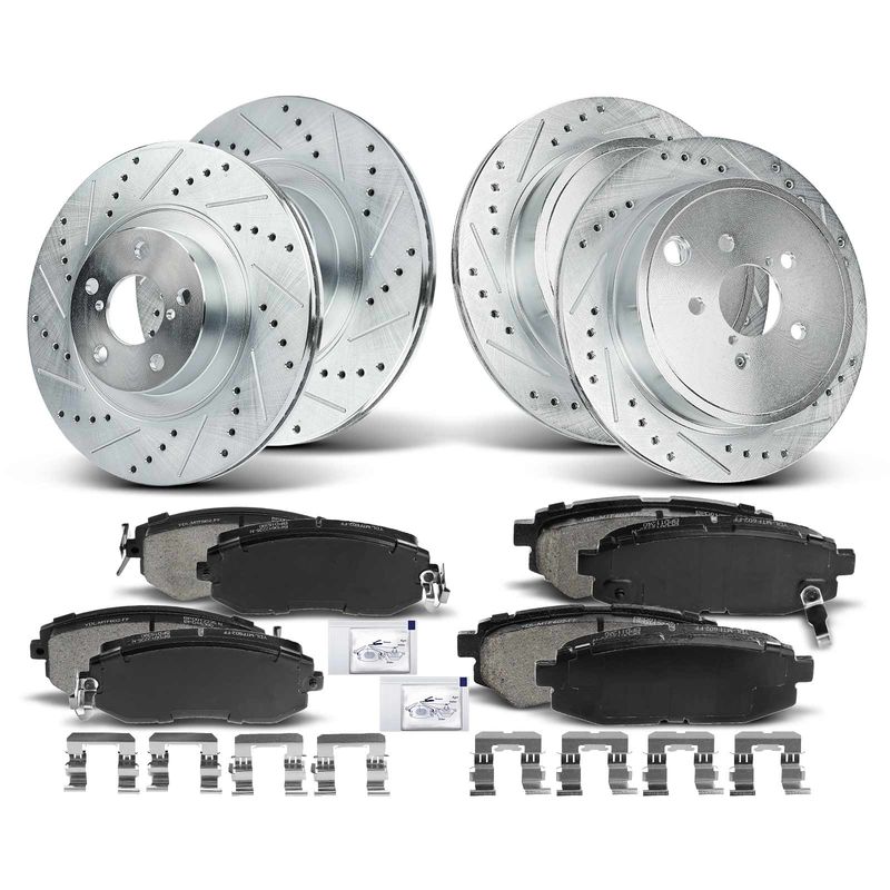 Front & Rear Drilled Rotors & Ceramic Brake Pads for Subaru BRZ 2013-2016 2.0L