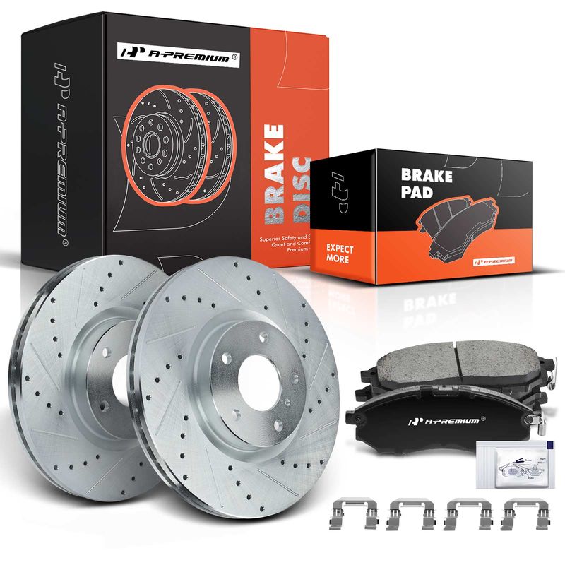 Front Drilled Rotors & Ceramic Brake Pads for Infiniti EX35 G35 G37 Nissan 350Z