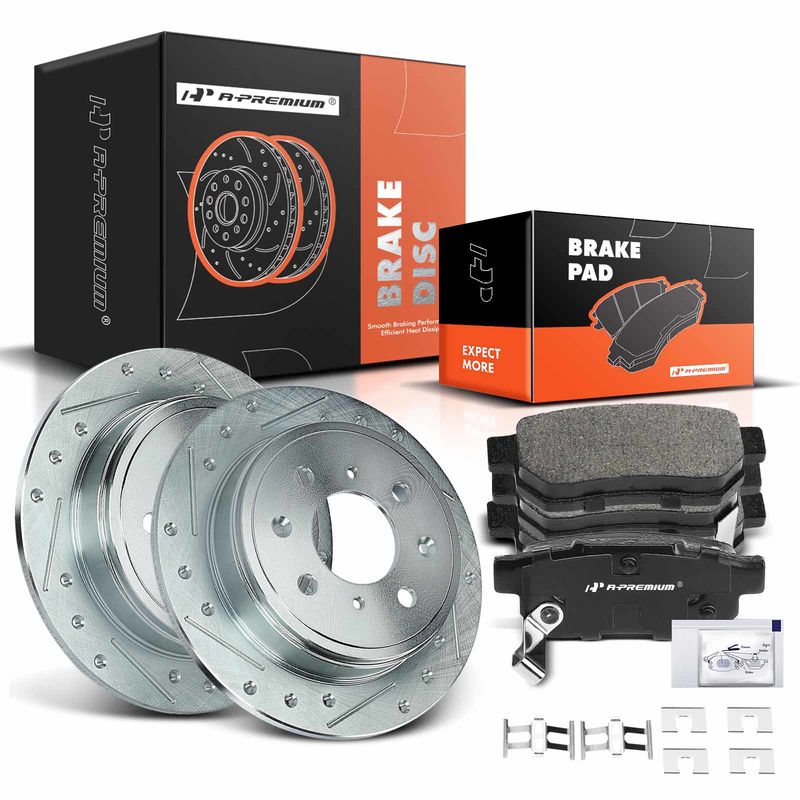 Rear Drilled Rotors & Ceramic Brake Pads for Acura Integra 90-01 Honda Civic