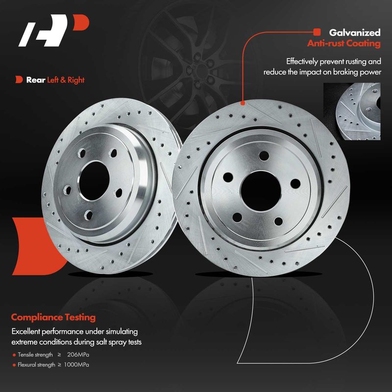 Rear Drilled Brake Rotors for Dodge Durango Jeep Grand Cherokee 2011 - 2020