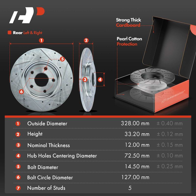 Rear Drilled Rotors & Ceramic Brake Pads for Chrysler Town & Country Dodge Ram