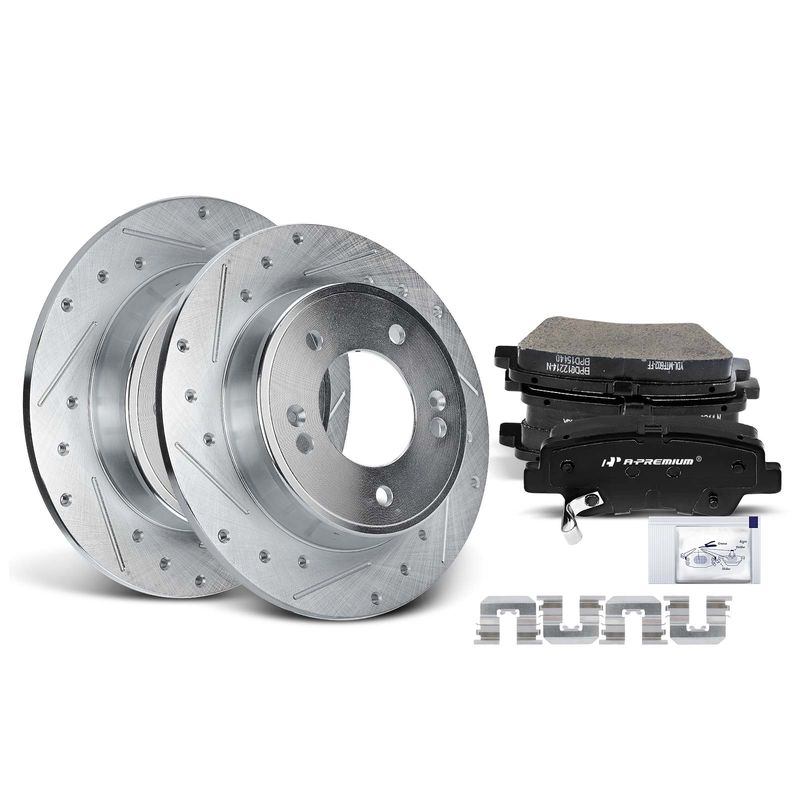 Rear Drilled Rotors & Ceramic Brake Pads for Hyundai Elantra Kia Forte Koup Soul
