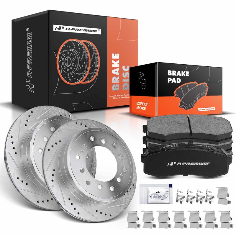 Rear Drilled Rotors & Ceramic Brake Pads for Lexus GX470 Toyota 4Runner Sequoia