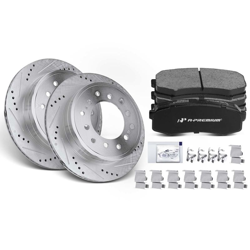 Rear Drilled Rotors & Ceramic Brake Pads for Lexus GX470 Toyota 4Runner Sequoia