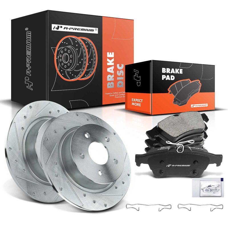 Rear Drilled Rotors & Ceramic Brake Pads for Ford C-MAX Escape Transit Connect