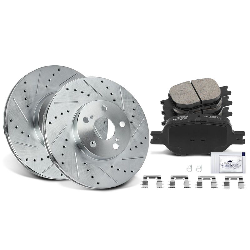 Front Drilled Rotors & Ceramic Brake Pads for Toyota Celica 00-05 tC 05-10