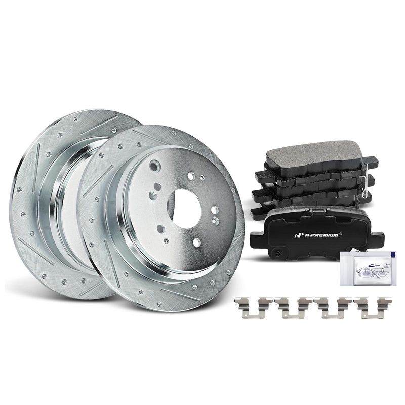 Rear Drilled Rotors & Ceramic Brake Pads for Honda Odyssey 2002-2004 V6 3.5L