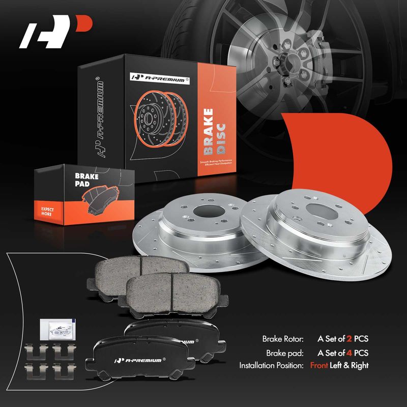 Rear Drilled Rotors & Ceramic Brake Pads for Honda Odyssey 07-13 Pilot Acura MDX