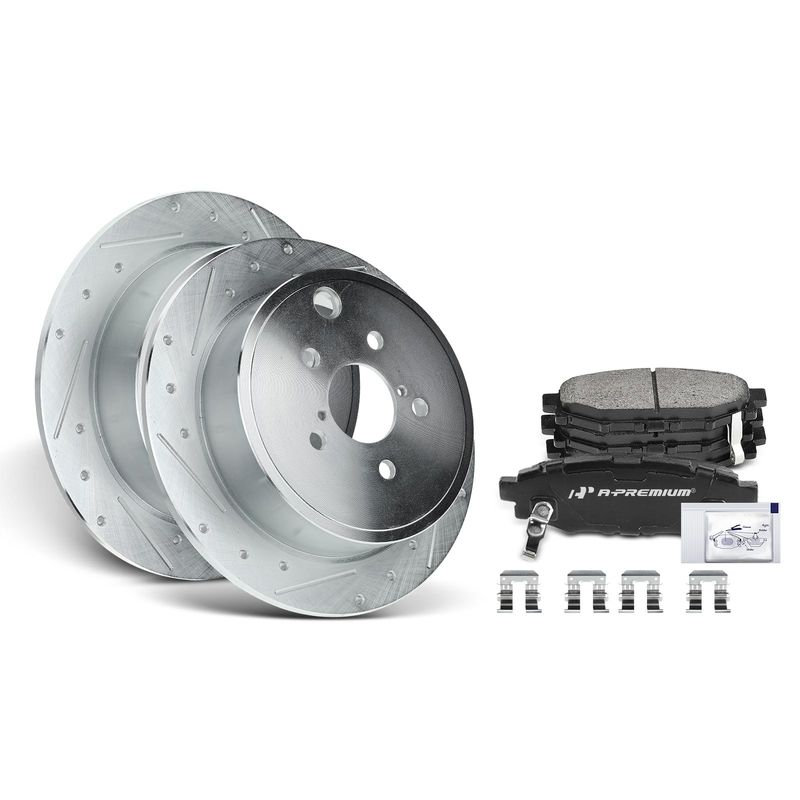 Rear Drilled Rotors & Ceramic Brake Pads for Subaru Impreza Legacy Forester
