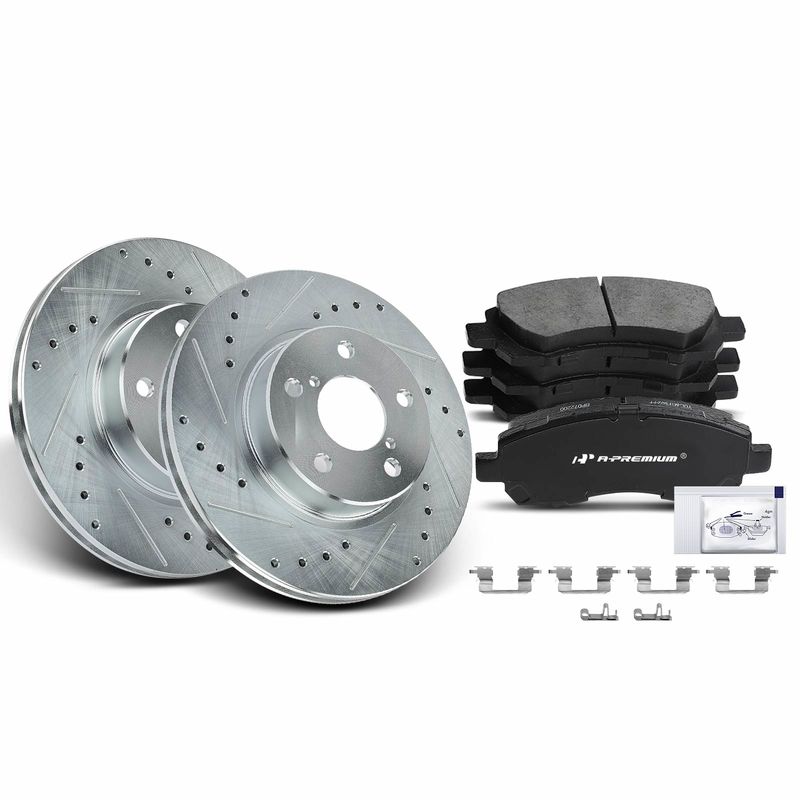 Front Drilled Rotors & Ceramic Brake Pads for Chevy GMC Envoy Buick Isuzu