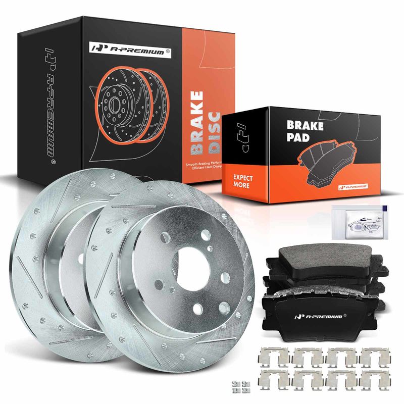 Rear Drilled Rotors & Ceramic Brake Pads for Toyota RAV4 2006-2018 Lexus HS250h