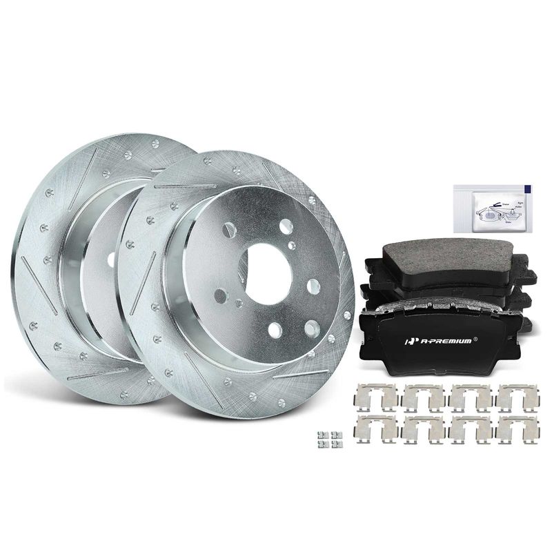 Rear Drilled Rotors & Ceramic Brake Pads for Toyota RAV4 2006-2018 Lexus HS250h