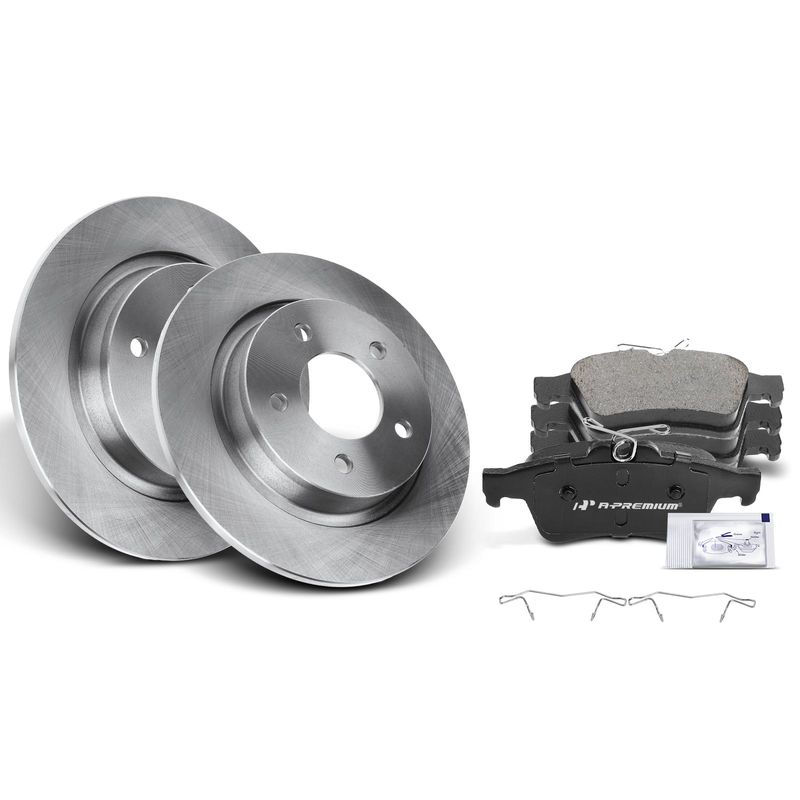 Rear Disc Brake Rotors & Ceramic Brake Pads for Mazda 3 2005-2013 L4 2.3L 2.5L