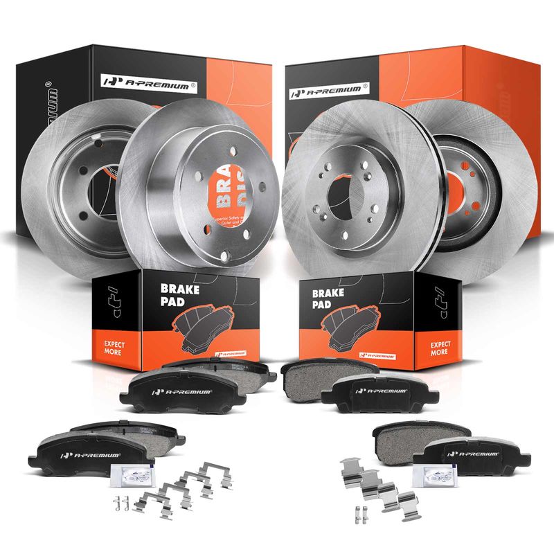 Front & Rear Disc Brake Rotors & Ceramic Brake Pads for Chrysler 200 11-14 Dodge