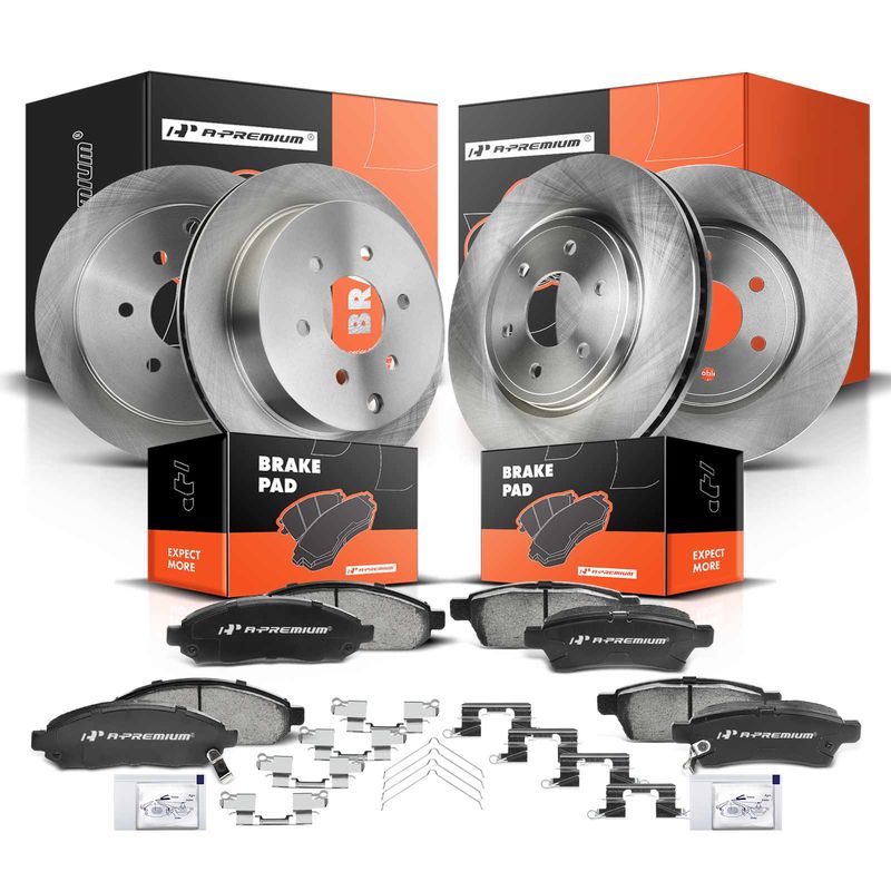 Front & Rear Disc Brake Rotors & Ceramic Brake Pads for Nissan Frontier Suzuki