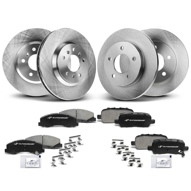 Front & Rear Disc Brake Rotors & Ceramic Brake Pads for Chevrolet Impala Impala