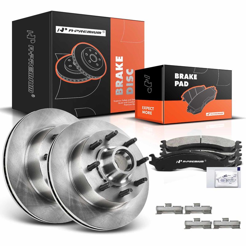 Front Disc Brake Rotors & Ceramic Brake Pads for Ford E-250 E-350 Club Wagon