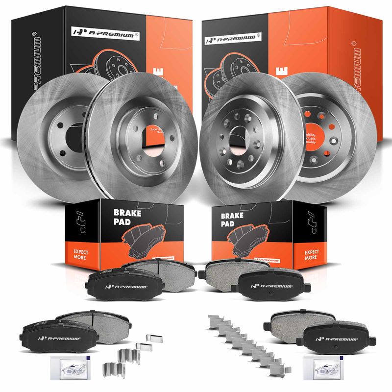 Front & Rear Disc Brake Rotors & Ceramic Brake Pads for Ford Edge Lincoln 11-14