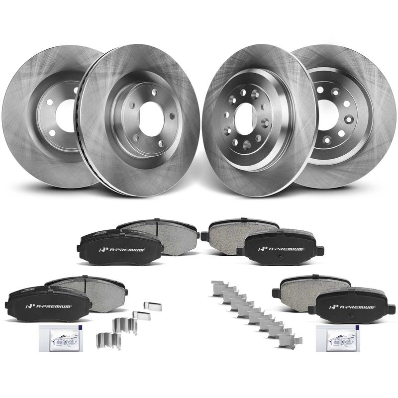Front & Rear Disc Brake Rotors & Ceramic Brake Pads for Ford Edge Lincoln 11-14