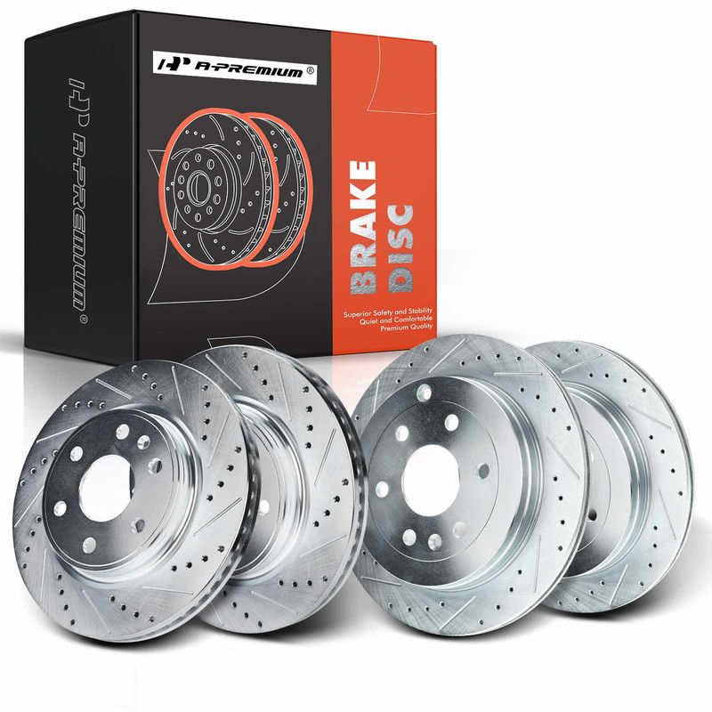 Front & Rear Drilled Brake Rotors for Chevrolet Traverse 09-17 GMC Buick Saturn