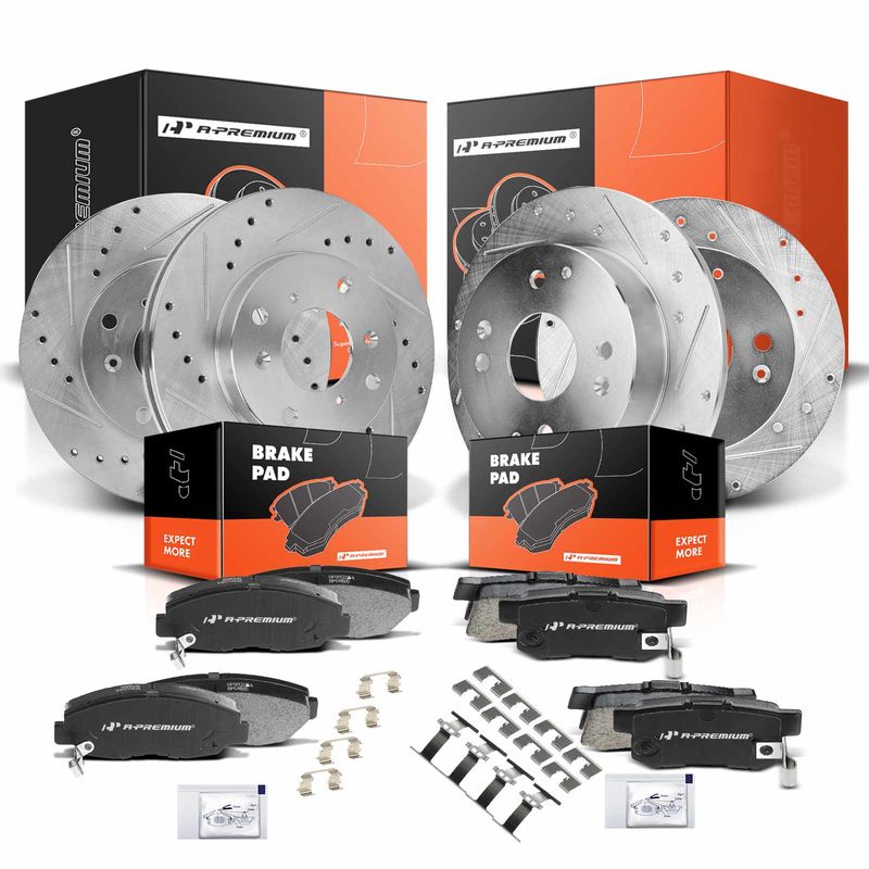 Front & Rear Drilled Rotors & Ceramic Brake Pads for Acura CL Honda Accord 2.3L