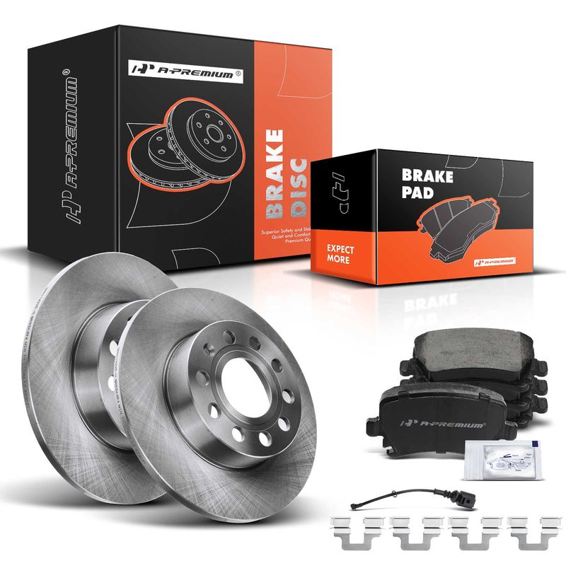 Rear Disc Brake Rotors & Ceramic Brake Pads for Volkswagen Golf 2010 Jetta