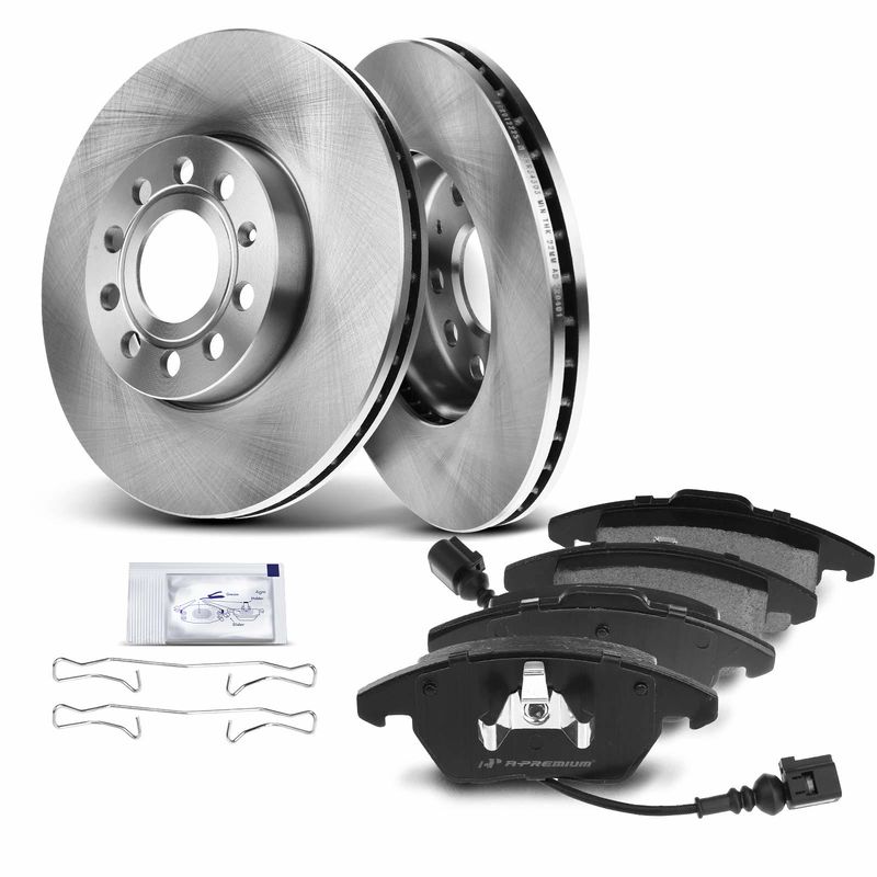 Front Disc Brake Rotors & Ceramic Brake Pads for Volkswagen Rabbit Golf Audi