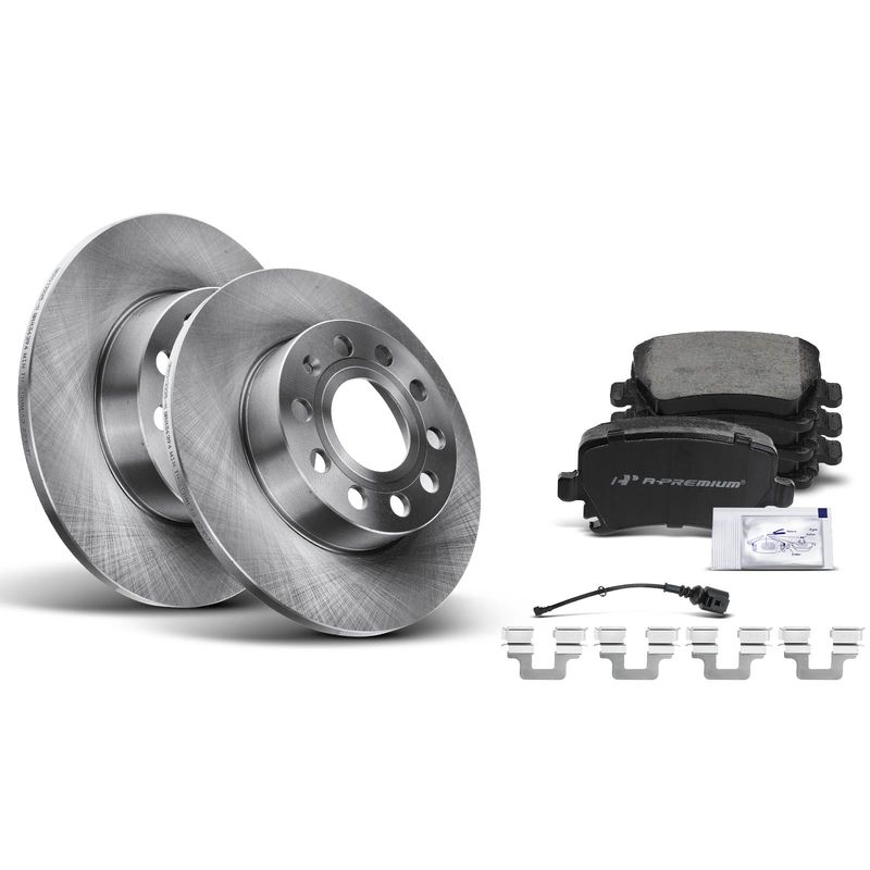 Rear Disc Brake Rotors & Ceramic Brake Pads for Volkswagen Golf 2010 Jetta