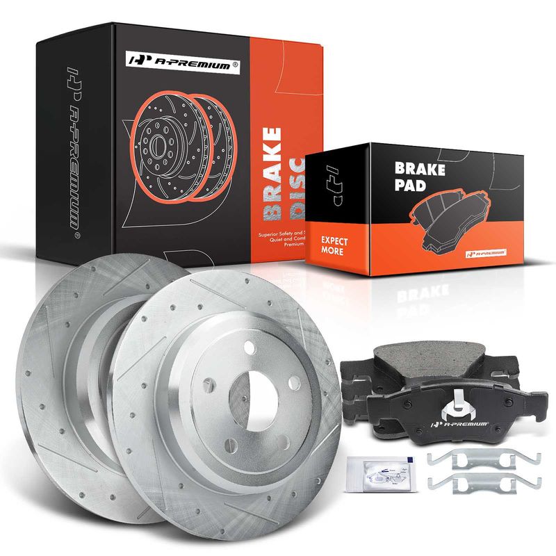 Rear Drilled Rotors & Ceramic Brake Pads for Dodge Durango Jeep Grand Cherokee