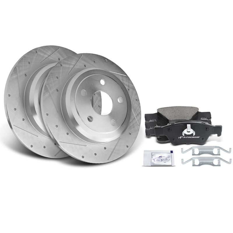 Rear Drilled Rotors & Ceramic Brake Pads for Dodge Durango Jeep Grand Cherokee