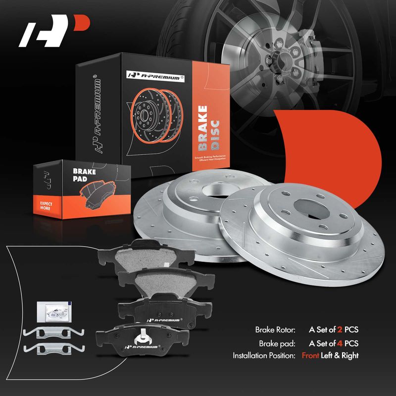 Rear Drilled Rotors & Ceramic Brake Pads for Dodge Durango Jeep Grand Cherokee