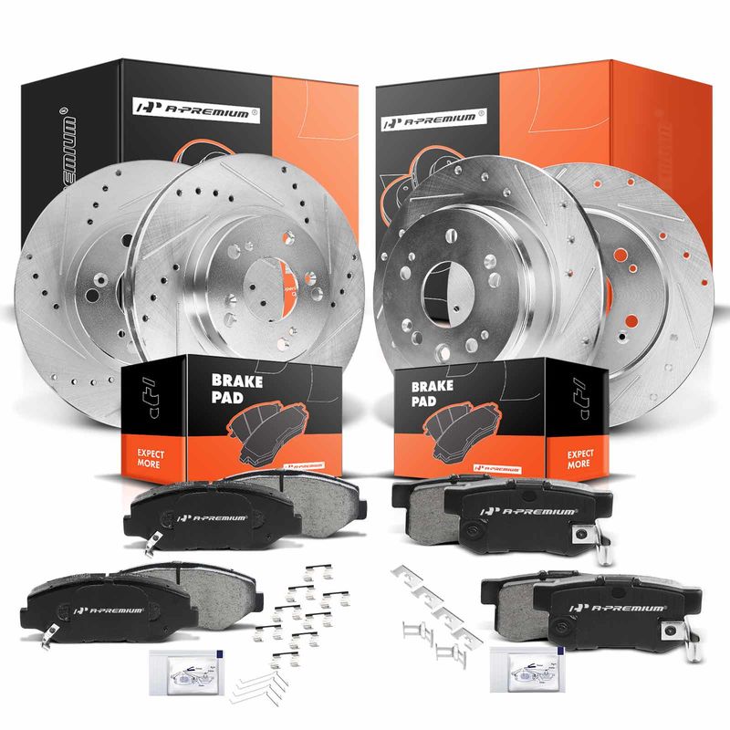 Front & Rear Drilled Rotors & Ceramic Brake Pads for Honda CR-V 2002-2004