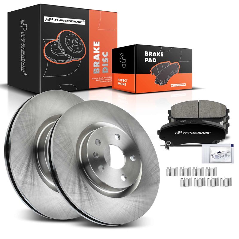 Front Disc Brake Rotors & Ceramic Brake Pads for Cadillac CTS 2008-2014 V6 3.0L