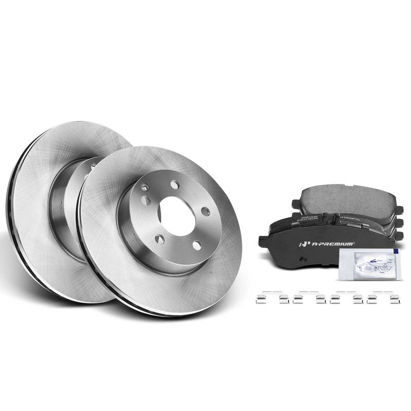 Front Disc Brake Rotors & Ceramic Brake Pads for Mercedes-Benz C250 2012-2014