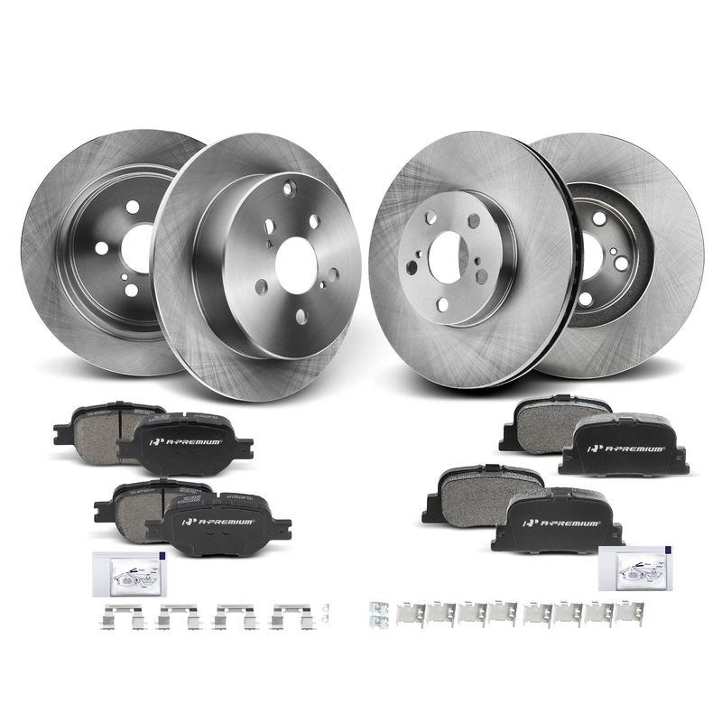 Front & Rear Disc Brake Rotors & Ceramic Brake Pads for Scion tC 2005-2010