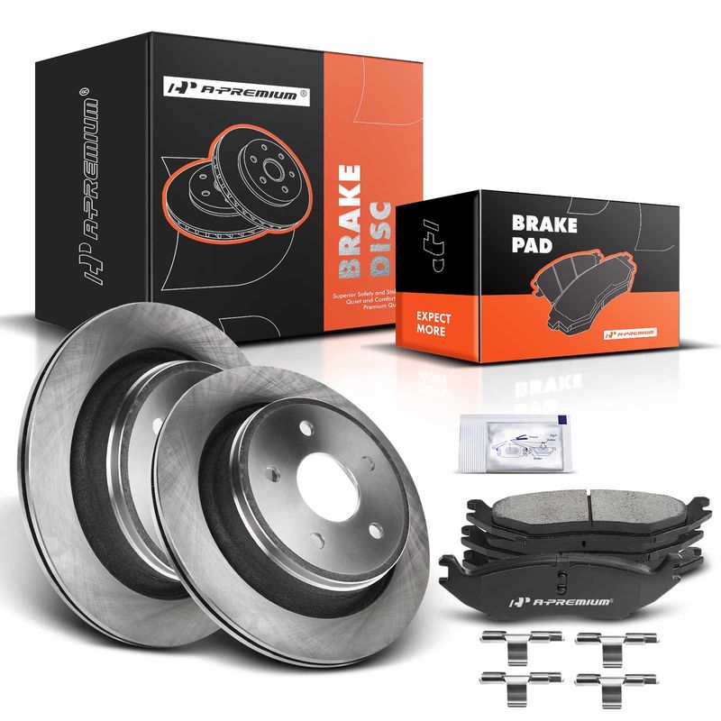Rear Disc Brake Rotors & Ceramic Brake Pads for Dodge Ram 1500 2005-2010