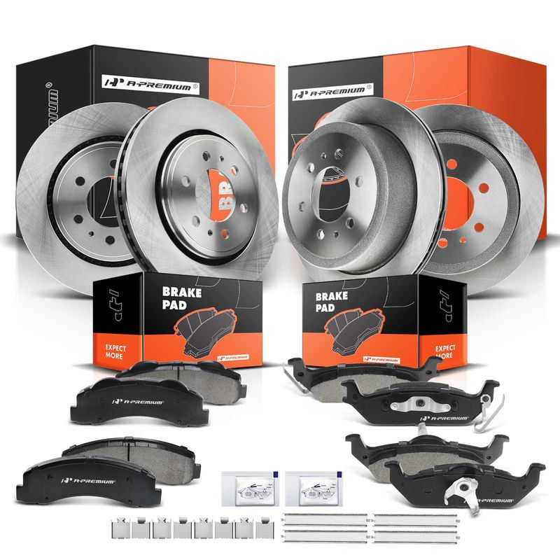 Front & Rear Disc Brake Rotors & Ceramic Brake Pads for Ford F-150 2010-2011