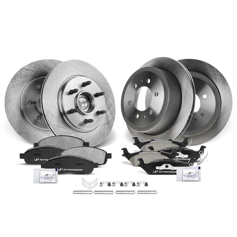 Front & Rear Disc Brake Rotors & Ceramic Brake Pads for Ford F-150 04-08 Lincoln