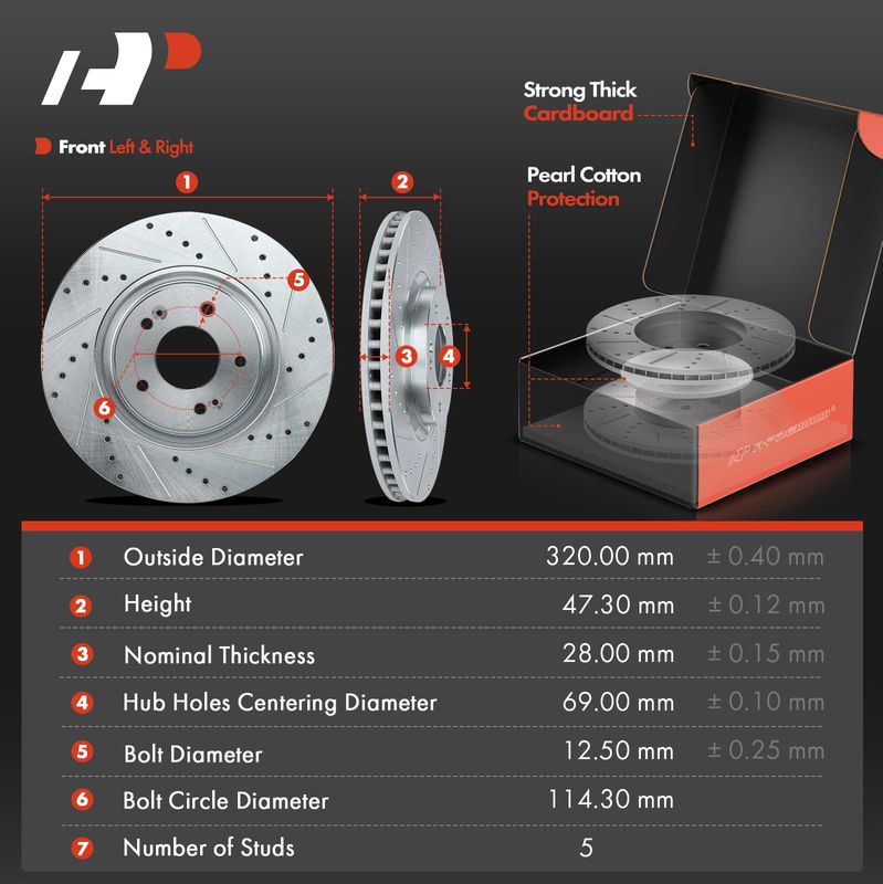Front Drilled Rotors & Ceramic Brake Pads for Hyundai Sonata 2015 Tucson Kia
