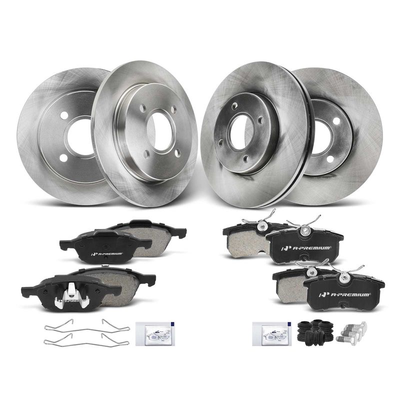 Front & Rear Disc Brake Rotors & Ceramic Brake Pads for Ford Focus 2005-2007