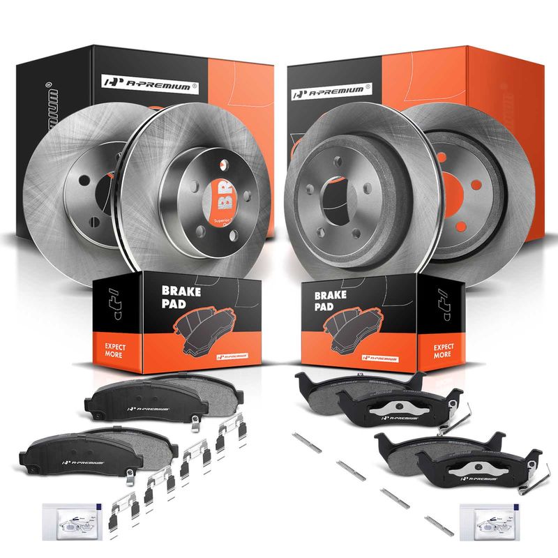 Front & Rear Disc Brake Rotors & Ceramic Brake Pads for Ford Ranger 10-11 4WD