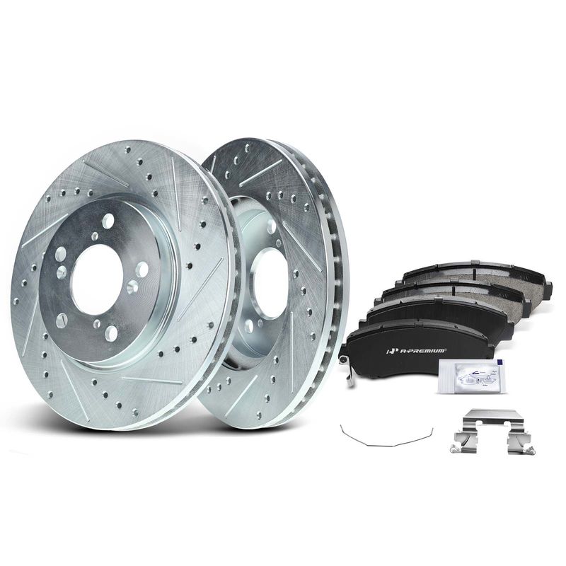Front Disc Brake Rotors & Ceramic Brake Pads for Honda Odyssey 2005-2010