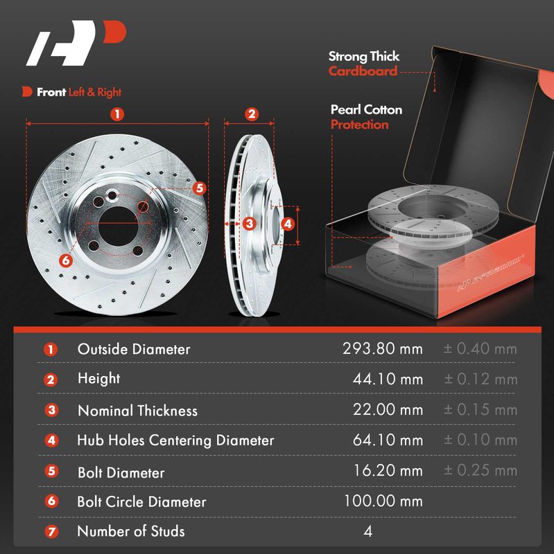 Front Drilled Rotors & Ceramic Brake Pads for Mini R52 R57 Cooper 2007-2015