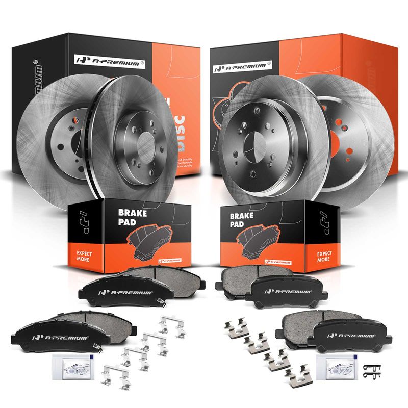 Front & Rear Disc Brake Rotors & Ceramic Brake Pads for Honda Pilot 09-15 Acura